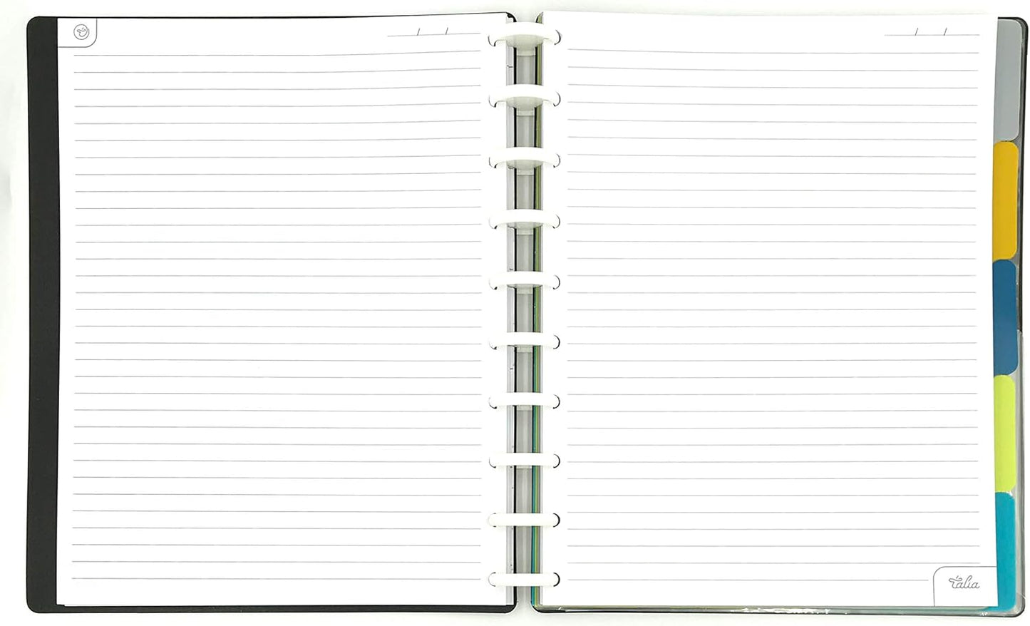 Talia Discbound Notebooks, Planner, Customizable, (xZiggity Zag w/deep Lake Blue Discs, Midsize (7.5in x 9.75in))