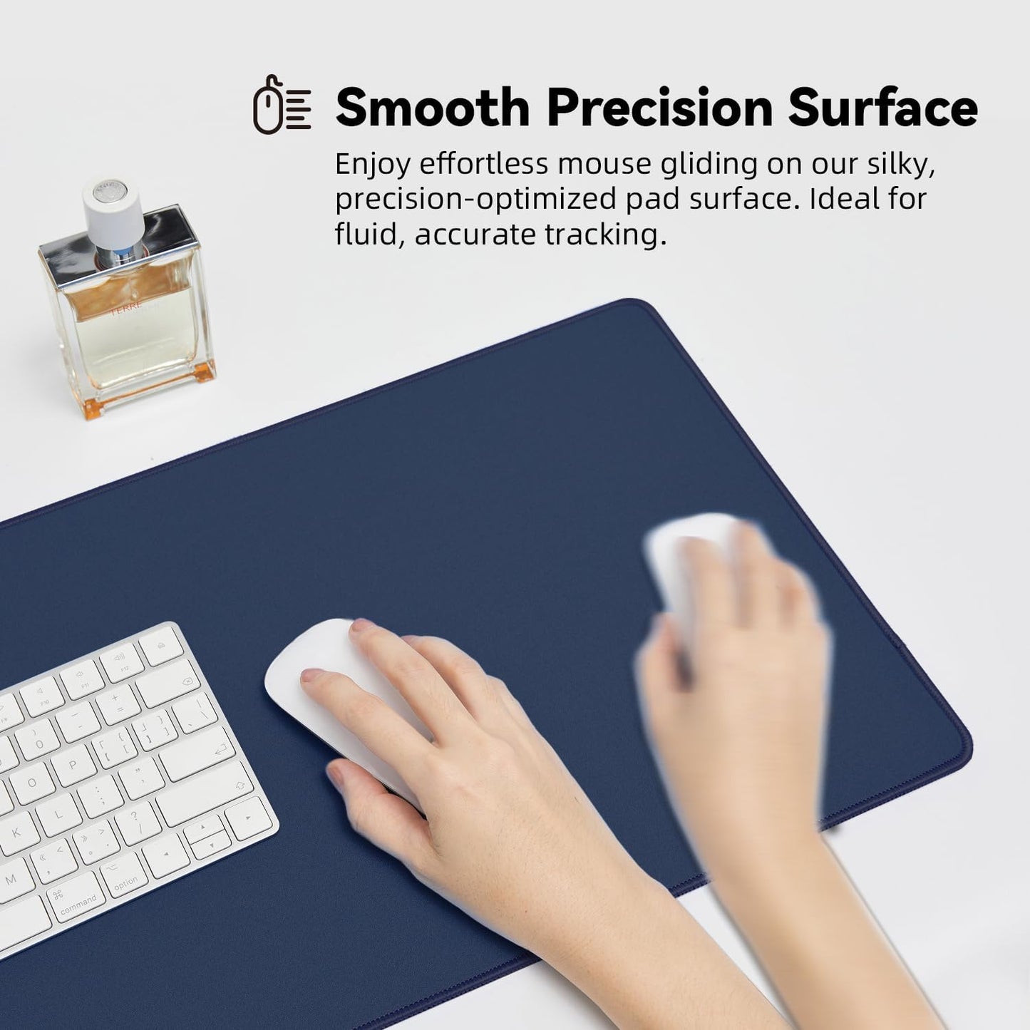 Waterproof Large Gaming Mouse Pad with Durable Stitched Edges, Non-Slip Rubber Base, Smooth Surface Mouse Mat Desk Pad for Home Office Gaming, 27.5"x11.8"x0.12", Dark Blue