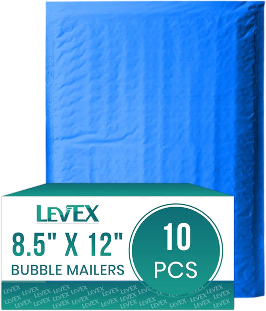 Levex - #2 8.5" x 12" [10 Pack] Blue Poly Bubble Mailers, Padded Envelope Mailers, Packing Envelope & Mailing Bags for Shipping