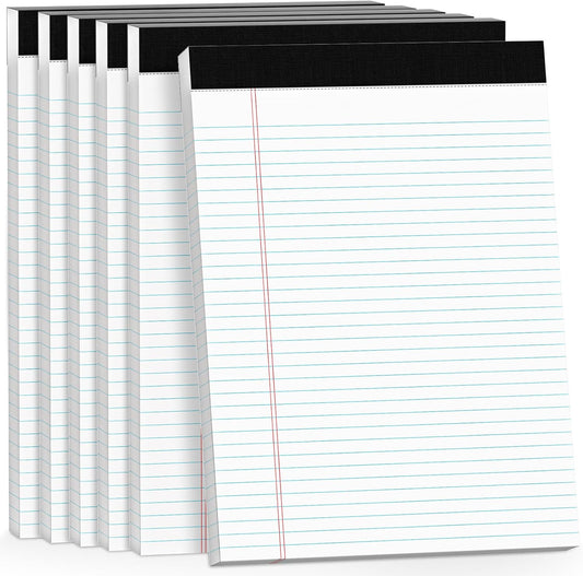300 Sheets Legal Pads 8.5 x 11 College Ruled 6-Pack White Paper Note Pad Narrow Ruled 50 Sheets per Notepad Perforated Writing Pad Sturdy Back 8x11 Legal Pads Pads of Paper