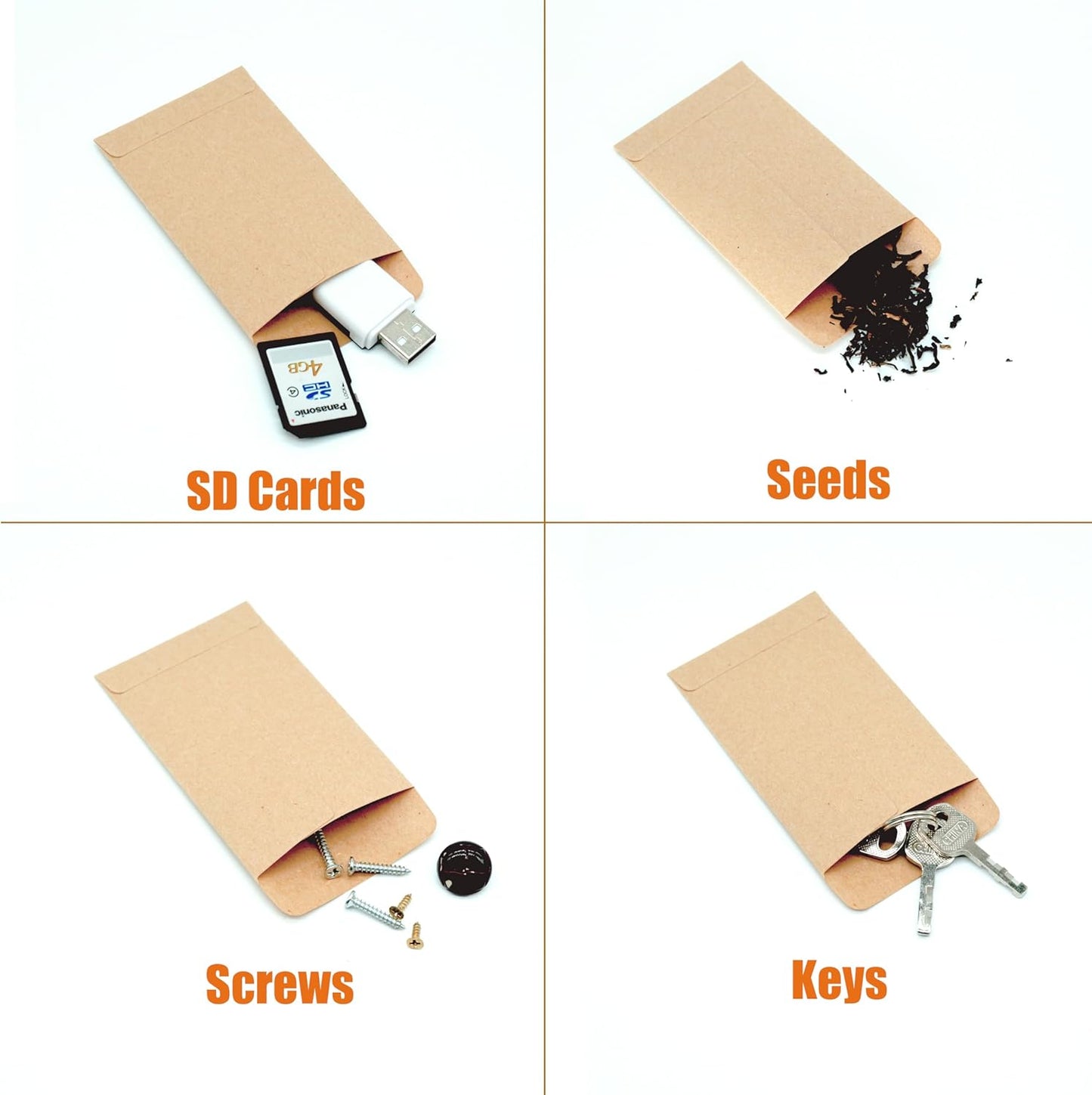 Budgenix #1 1000 Pcs Small Coin Envelopes 2.25" x 3.5" with Gummed Flap, Brown Kraft Mini Envelopes for Storing Seeds, Keys, Stamps, Tips and Small Items
