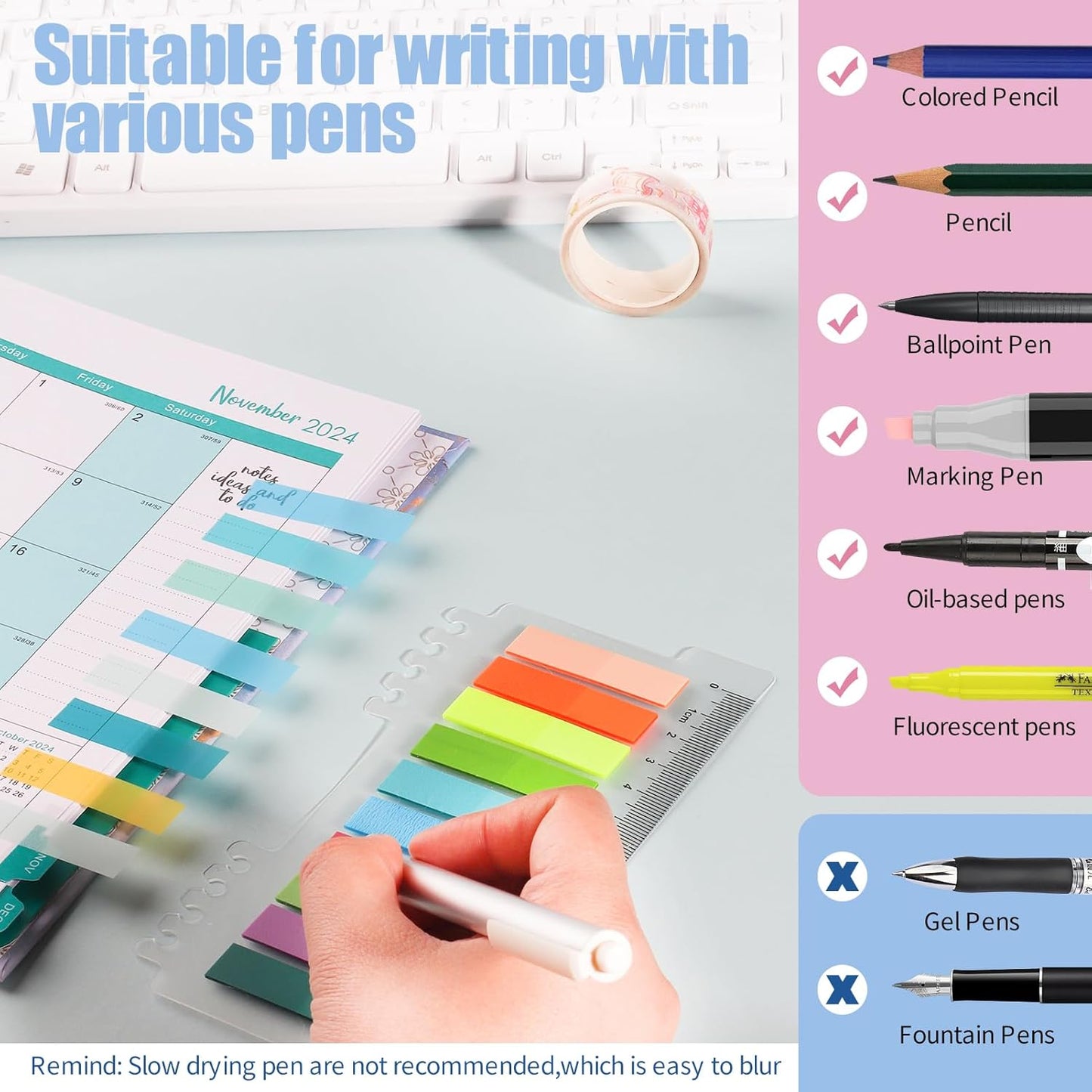 Annotation Tabs Transparent Sticky Notes - 2400Pcs Book Tabs Writable Morandi Sticky Tabs Clear Sticky Notes Page Markers Tabs for Annotating Books, Book Marks for Reading Annotation Supplies 12 Sets…