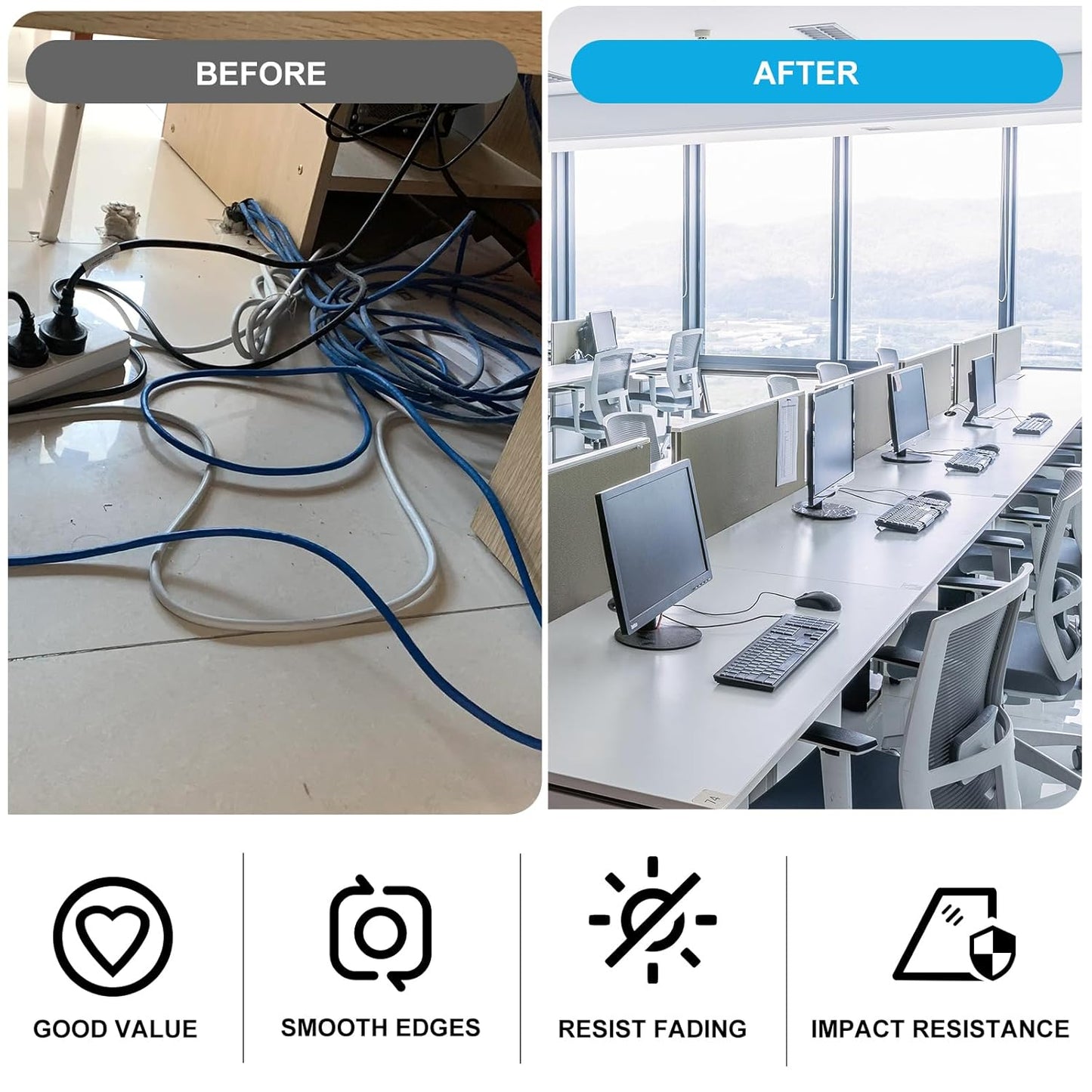 3/4" White Desk Grommet, JTemgle Flexible Cable Grommet Cross Rubber Cable Hole Cover Wire Organizer Caps Desktop Cord Management for Home Office TV Stands Tabletops, 20 Pieces