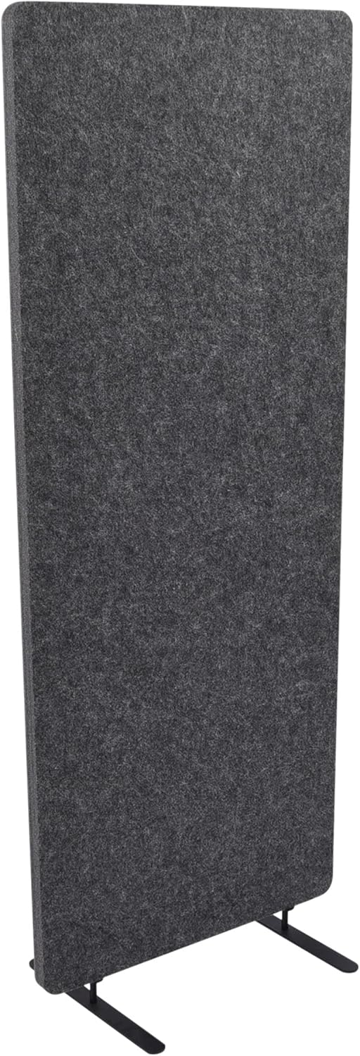 Stand Up Desk Store ReFocus Raw Freestanding Acoustic Desk Divider Privacy Panel to Reduce Noise and Visual Distractions (Anthracite Gray, 23.6" x 62")