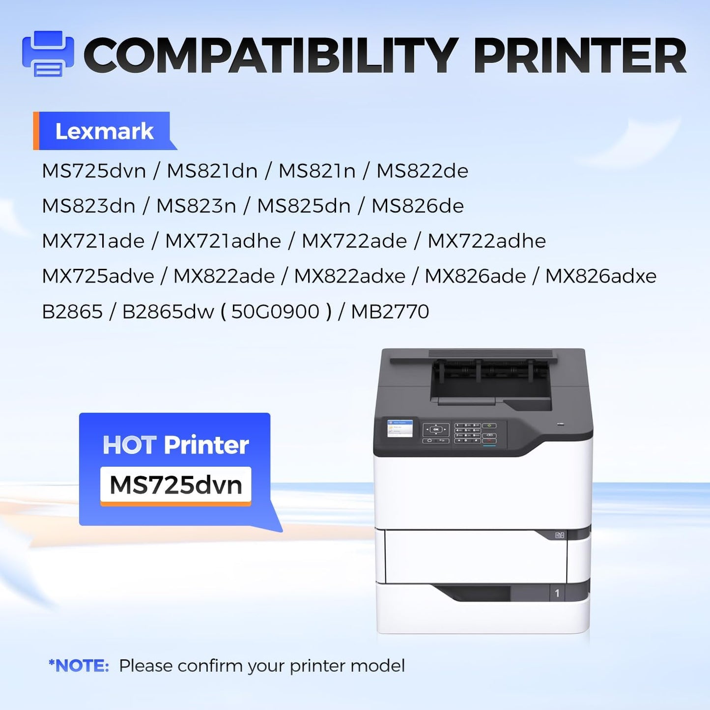 58D0Z00 Imaging Unit (Not Toner) Replacement for Lexmark 58D0Z00 Drum Unit Compatible with Lexmark MS725 MS821 MS822 MS824 MS823 MS825 MS826 MX721 MX722 MX725 MX822 MX824 MX826 B2865dw Laser Printer