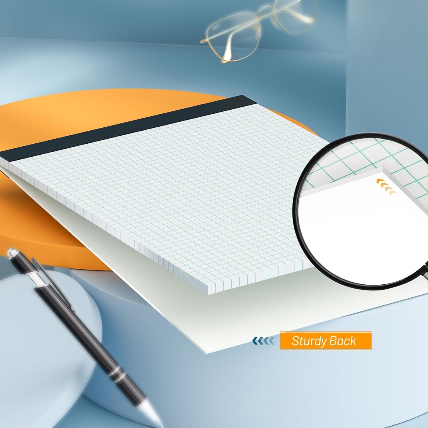 Graph Paper 8.5 x 11 Grid Paper Pad Quad Ruled, 3 Pack, 30 Sheets per Pad, White, 4x4 (4 Squares per inch), Easy-Tear Perforations, 8.5"x11" Quad Ruled Grid Paper Pad