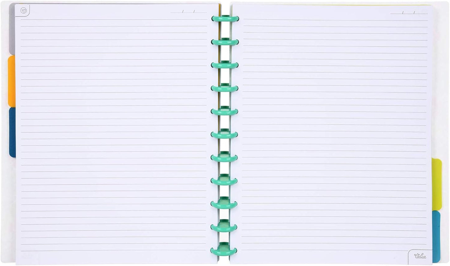 Talia Discbound Notebooks, Planner, Customizable, (xWatercolor Bloom w/Celestial Turquoise Discs, Letter (8.5in x 11in))