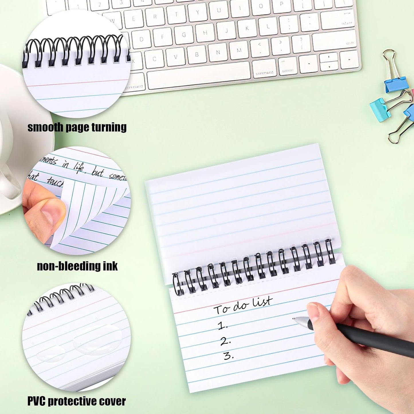 Koogel 500PCS 3x5 Index Cards, Spiral Index Cards with Ring for Studying, Flashcards Bulk Heavy Notecards with Waterproof Covers for School College Note Taking and To Do List Supplies, White