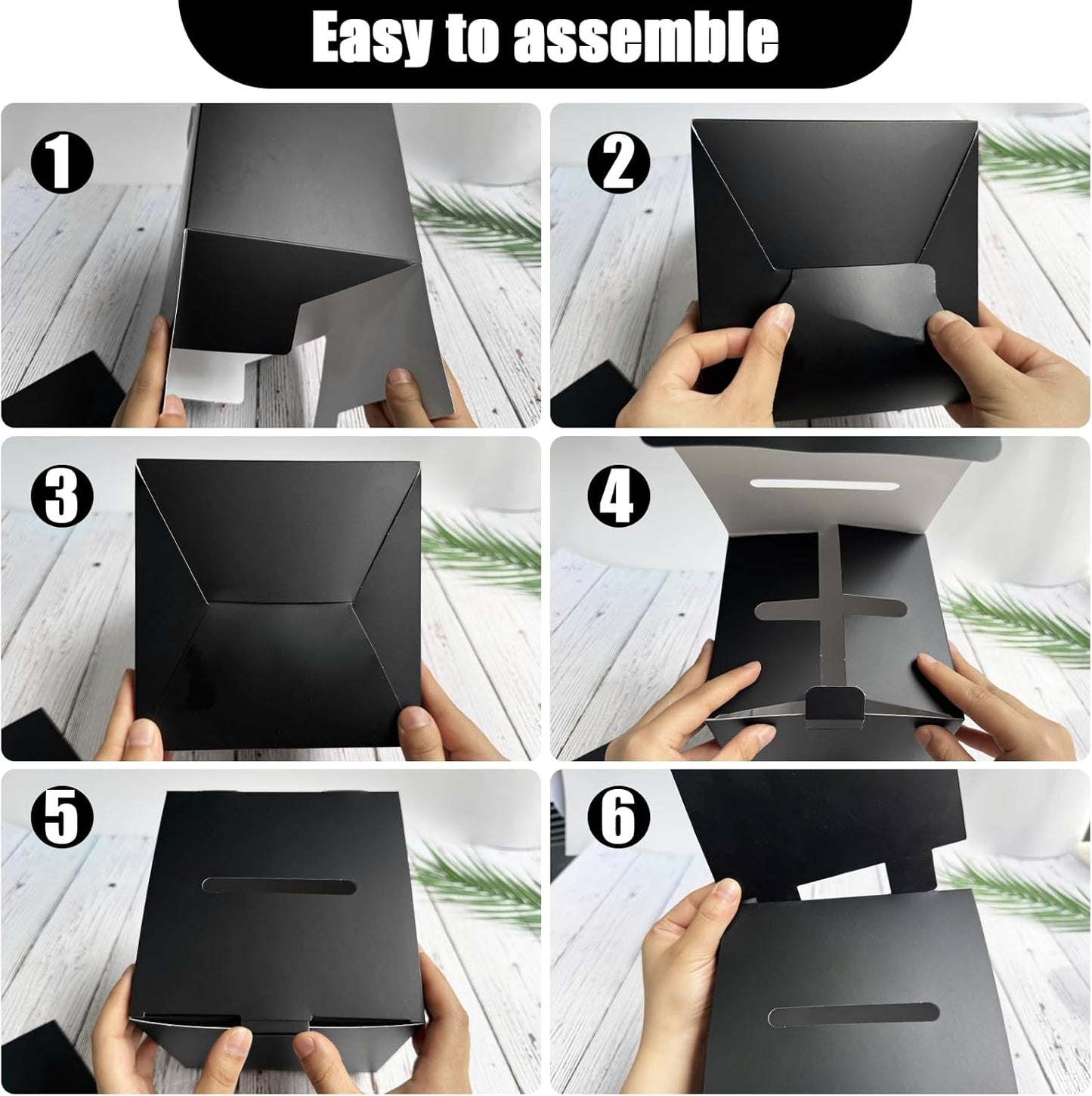 Ysglory 12 Pack Raffle Ticket Box Black Cardboard Suggestion Box with Slot Donation Ballot Boxes for Fundraising Collecting Business Card Voting Contest, 6 x 6 x 6 Inches