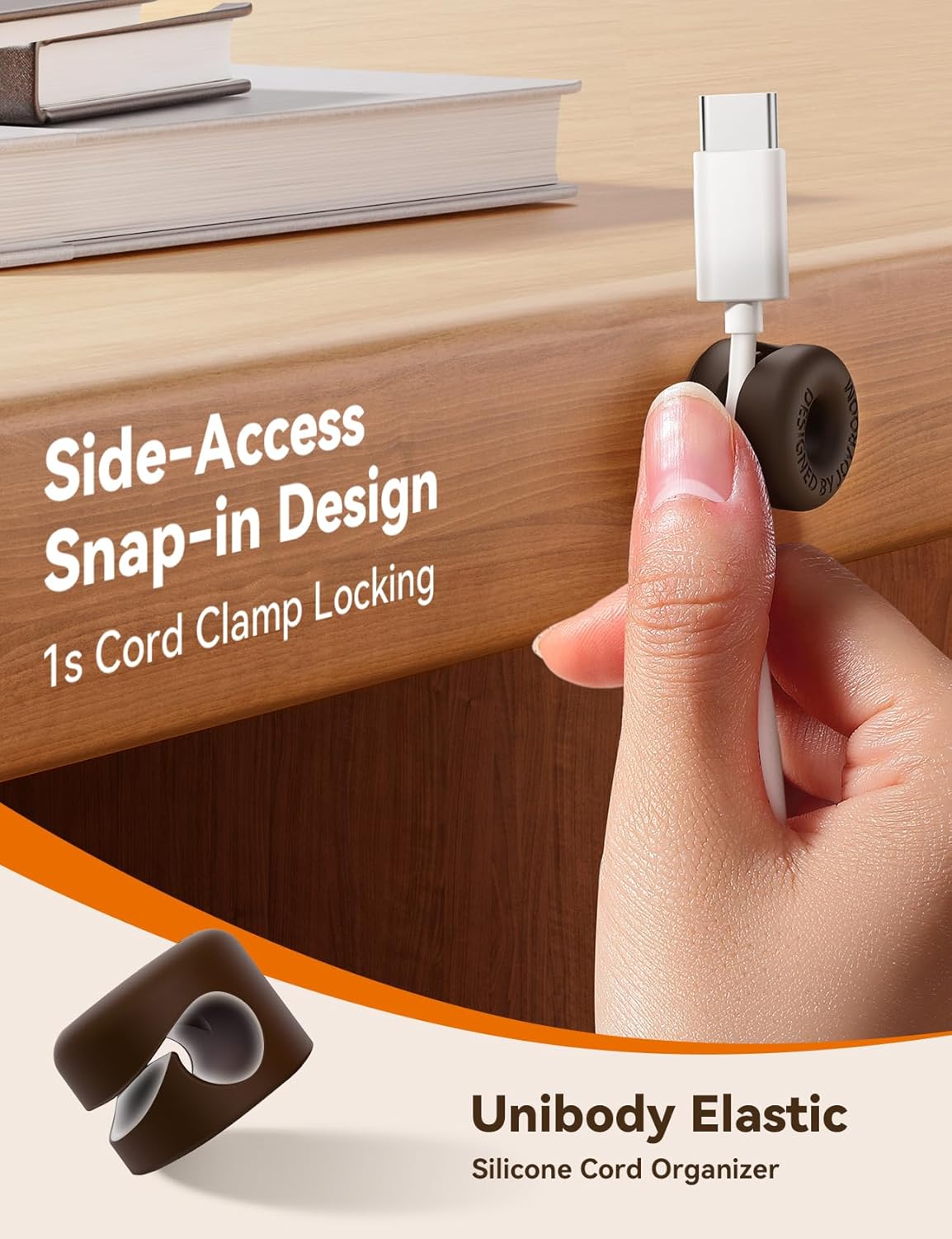 8Pack Cord Organizer JOYROOM Silicone Cable Clips [1s Side-Snap Lock] Desktop Cable Management, Adhesive Phone Charger Wire Keeper for Nightstand Office Workspaces Desk Organization Home Accessories