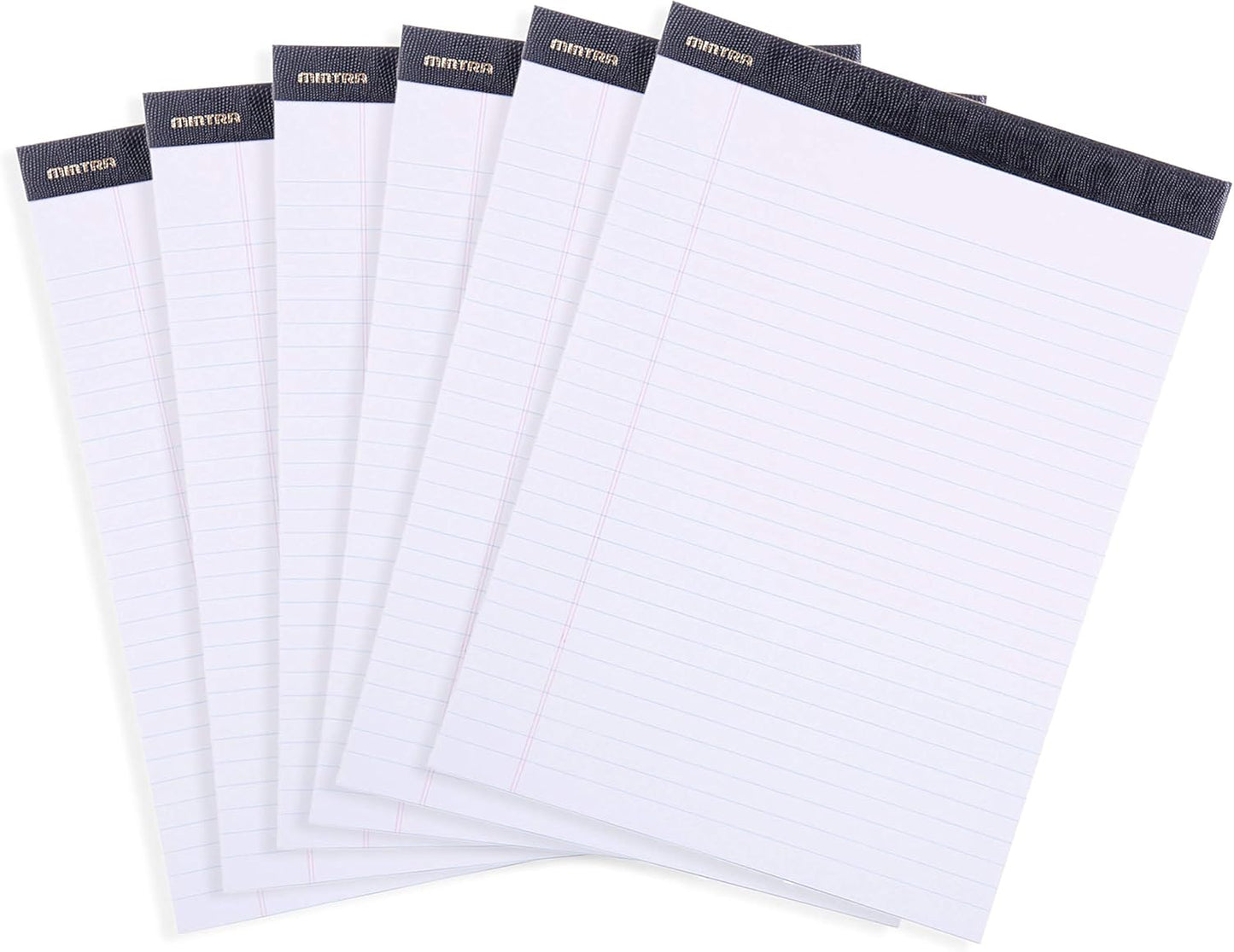 Mintra Office Legal Pads - ((PREMIUM WHITE 6pks, 8.5in x 11in, WIDE RULED))