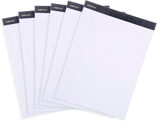 Mintra Office Legal Pads - ((PREMIUM WHITE 6pks, 8.5in x 11in, WIDE RULED))