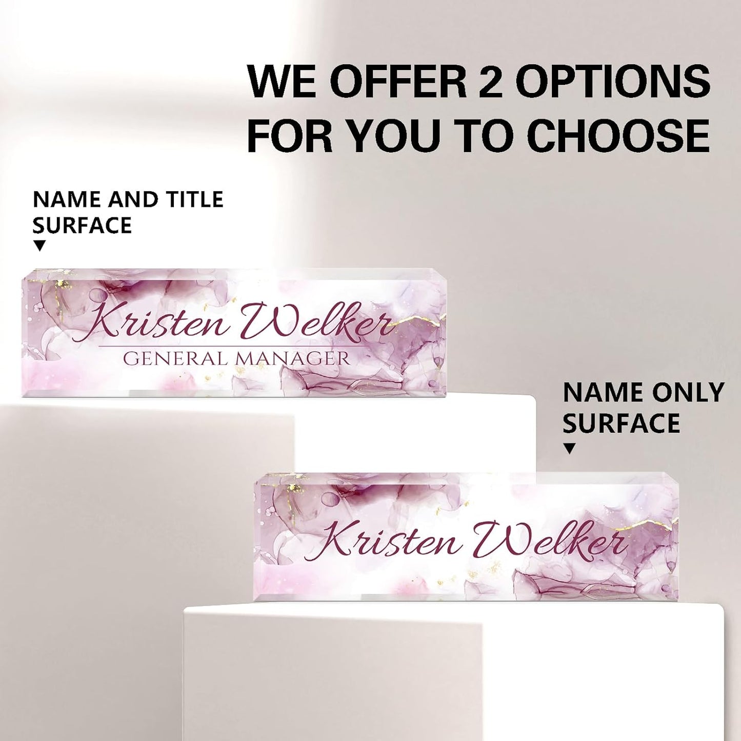 Name Plate for Desk, Desk Name Plate Personalized, Office Decor for Women Men, Acrylic Desktop Accessories, Office Gifts for Boss Nurse Teacher Coworker, Employee Appreciation Gift (Purple Coast)