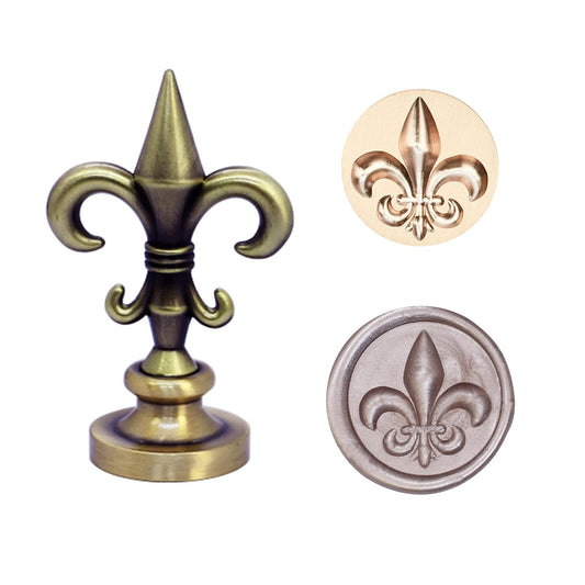 SWANGSA 3D Wax Seal Stamp Fleur De Lis, Vintage Flower Electroplated Bronze Handle Sealing Stamp for Wedding Party Invitations Gift Idea Decoration