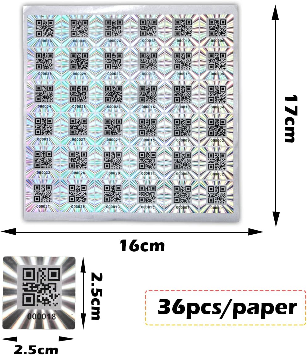 dose not apply 120pcs Hologram QR Code Labels, Tamper-evident Security Seal Sticker,Warranty Void Tamper Proof Labels with Unique Sequential Serial Numbering（1X1 inch)