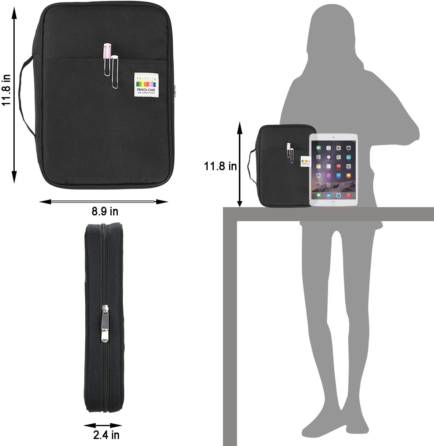 YOUSHARES 166 Slots Colored Pencil Case, 110 Slots Gel Pens fo Coloring Case Organizer, Handy Multilayer Color Pencil Holder for Glitter Gel Pens, Refills, Colored Pencils for Adults & Artist (Black)