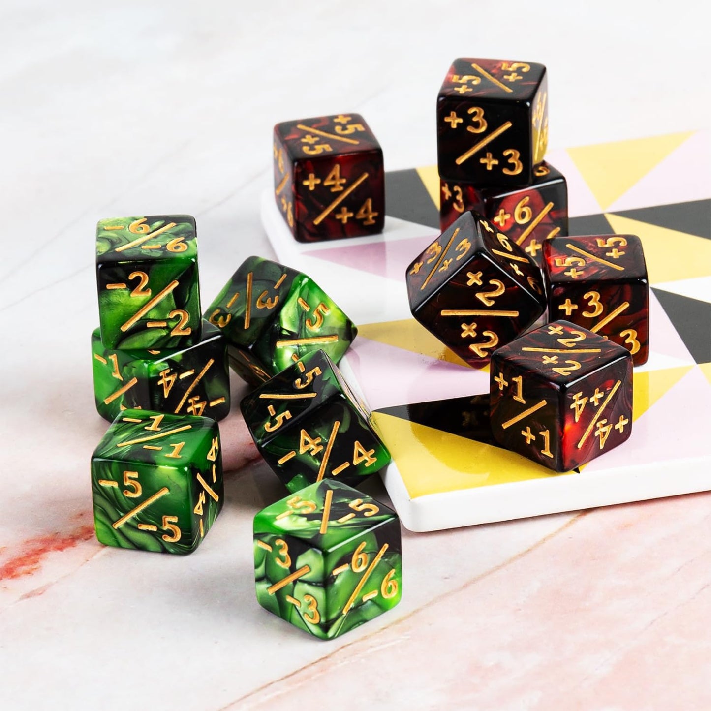 24 Pieces MTG Dice Counter Magic The Gathering Counters +1/+1 Dice Set Loyalty Life Tokens Gifts for Cards Gaming Accessories (Ruby, Emerald)