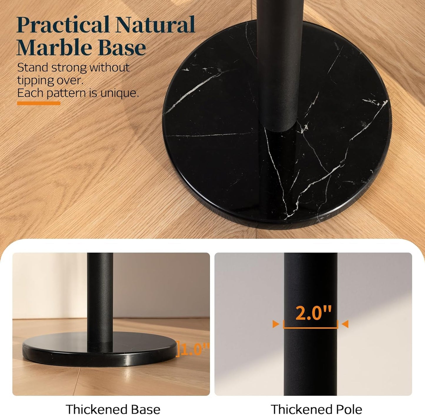 Yoobure Metal Coat Rack Freestanding with Marble Base, Coat Tree with 12 Hooks & Umbrella Holder, Coat Hanger Stand for Corner Entryway Bedroom Office, Heavy Duty Coat Rack Stand for Clothes Hats Bags