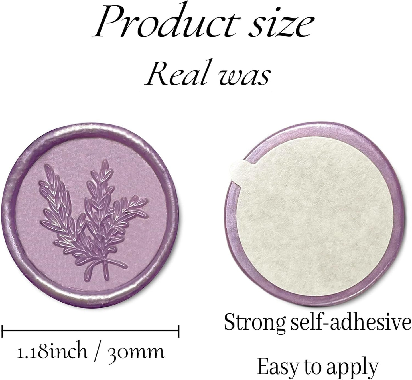 50Pcs Wax Seal Stickers Handmade Envelope Seals Self Adhesive Wax Stickers for Wedding Party Invitations, Envelope, Gift Wrap, Christmas(Rosemary Style, Lilac Purple)