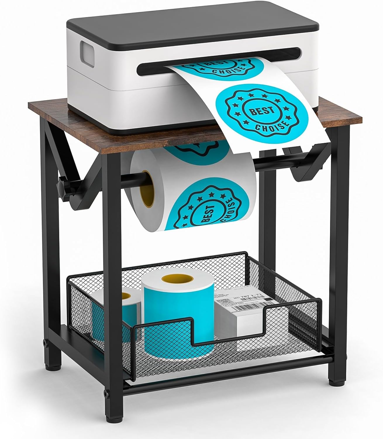 Label Holder for Rolls and Fan-Fold Labels, Thermal Sticker Holder for Desktop Thermal Printer, Shipping Label Stand Desktop Label Printer Accessory Supplies for Home, Office, Small Business