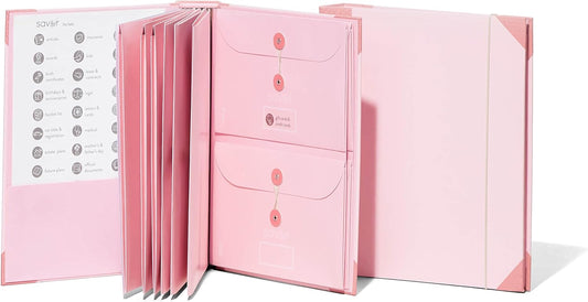 Savor | 2025 Edition The Folio™ Document Organizer | Custom Dyed Cloth-Bound Expanding File for Important Papers, Passports, Birth Certificates & More | Ideal for Home Organization & Graduation Gift