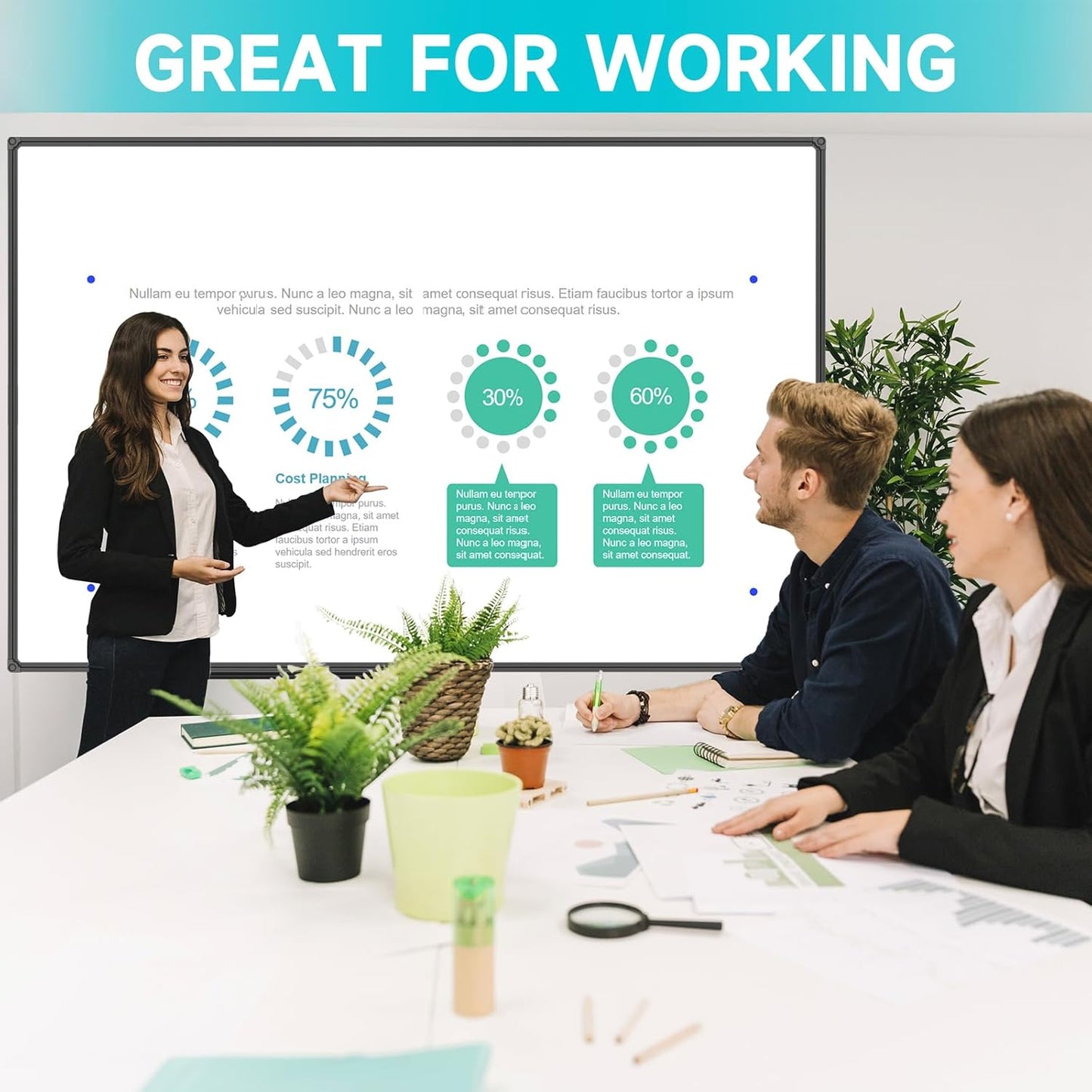 JILoffice Large Magnetic White Board, Dry Erase Board 72 x 48 Inch, Black Aluminum Frame Wall Mounted Board for Office Home and School