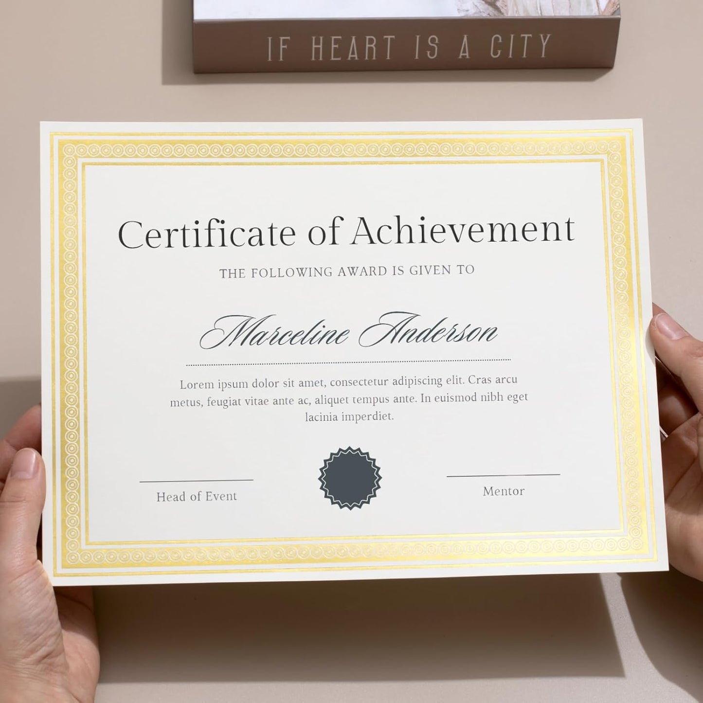 50 Count Certificate Paper 8.5 x 11 for Printing,Blank Gold Foil Border,Award Certificate Paper for Business,Graduation Diploma,School and Achievement (Ivory)