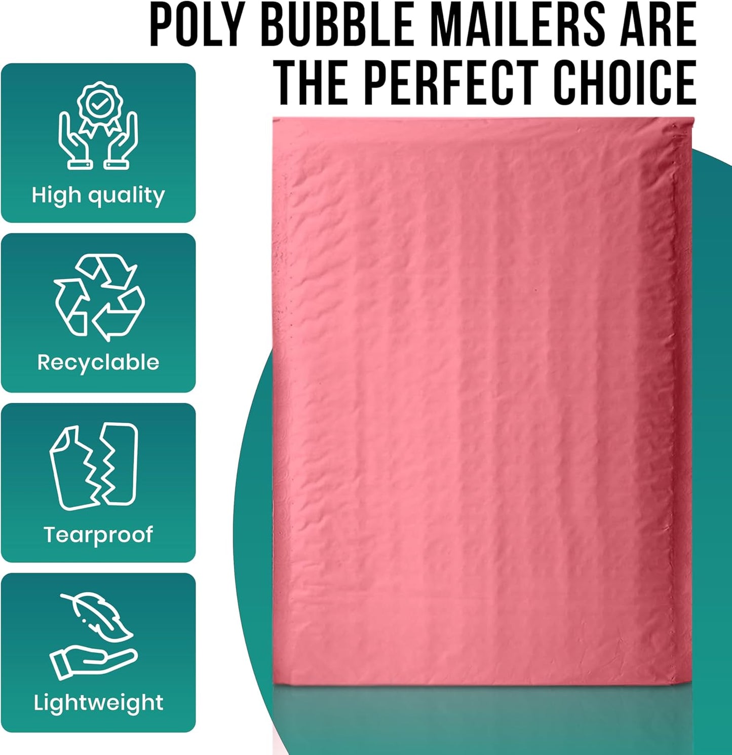Levex - #0000 4" x 6" [5 Pack] Pink Poly Bubble Mailers, Padded Envelope Mailers, Packing Envelope & Mailing Bags for Shipping