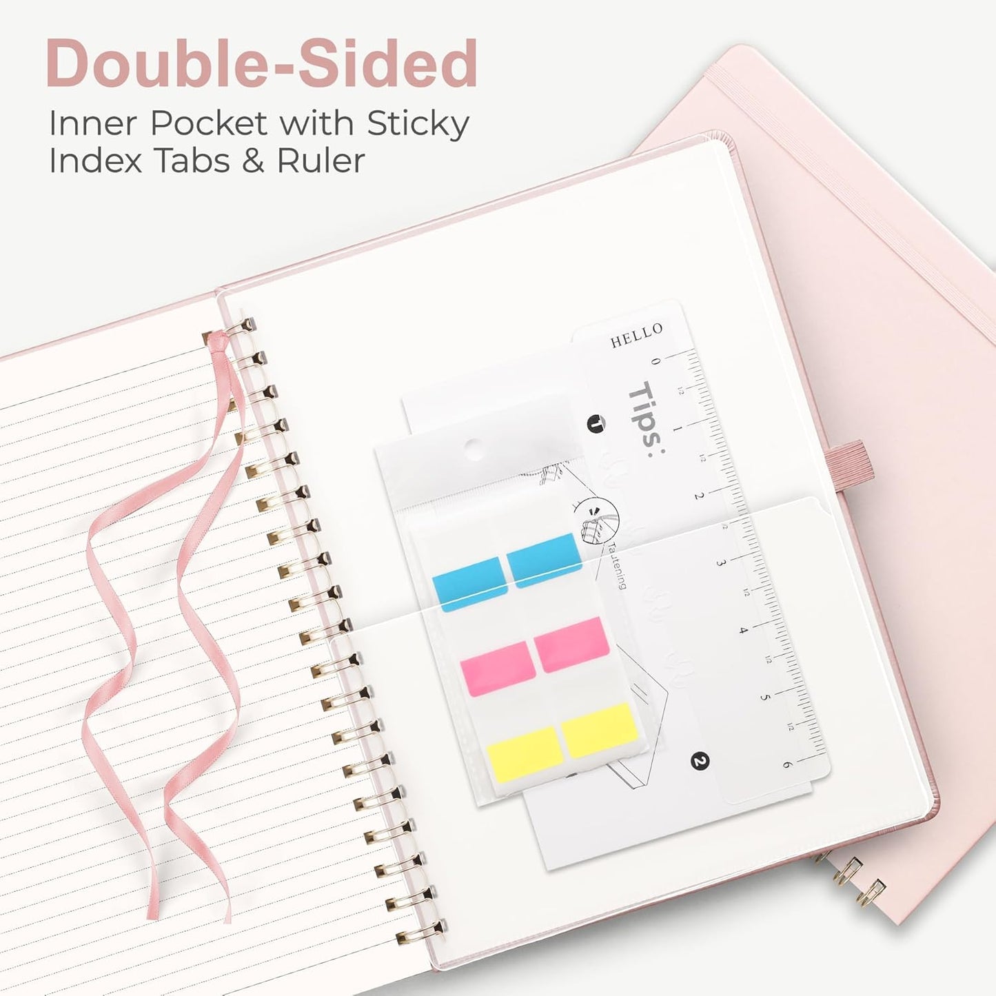 RETTACY Spiral Journal Notebook, 110 Numbered Pages, A4 Large Size (8.5'' x 11''), for Men & Women, Journaling, Writing, Work & Office, Leather Hardcover, 100 GSM Thick Paper (Rose Gold)