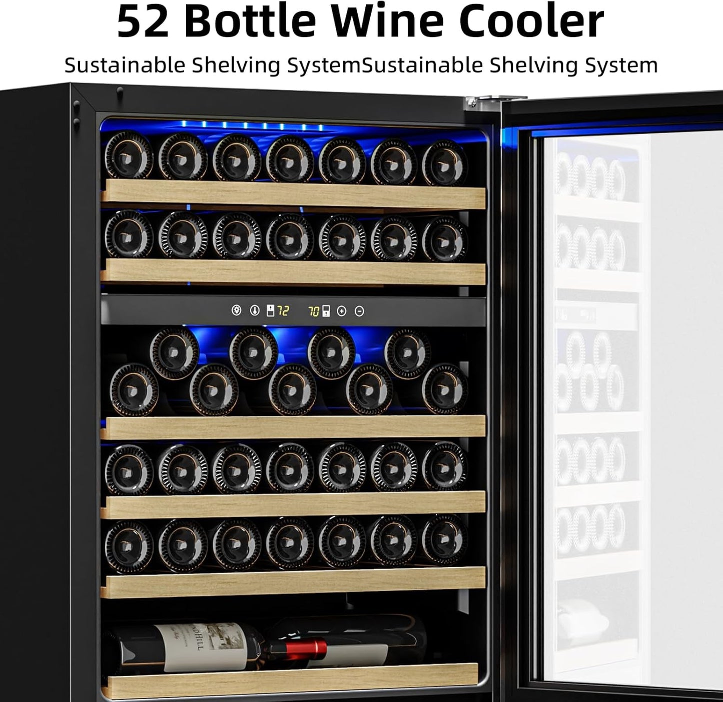 Antarctic Star 24 Inch Wine Fridge, 52 Bottle Wine Cooler Refrigerator. 39-64°F Dual Zone Wine Refrigerator Glass Door, Built in or Freestanding Under Counter Fridge for Home Bar Office