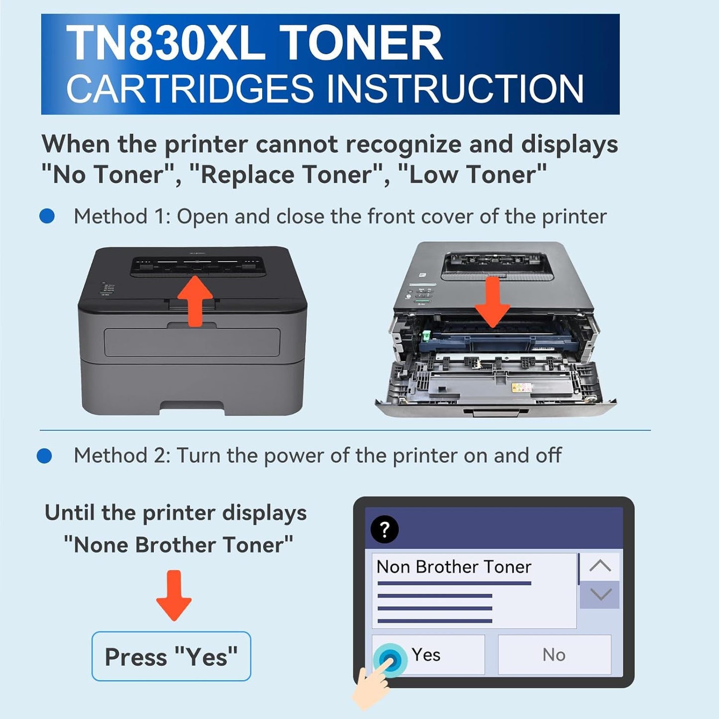 InkNI Compatible Toner Cartridges Replacement for Brother TN830XL TN830 TN 830 XL Toner Cartridges Work for HL-L2460DW DCP-L2640DW HL-L2480DW HL-L2400D HL-L2405W MFC-L2820DW Printer (Black, 2 Pack)