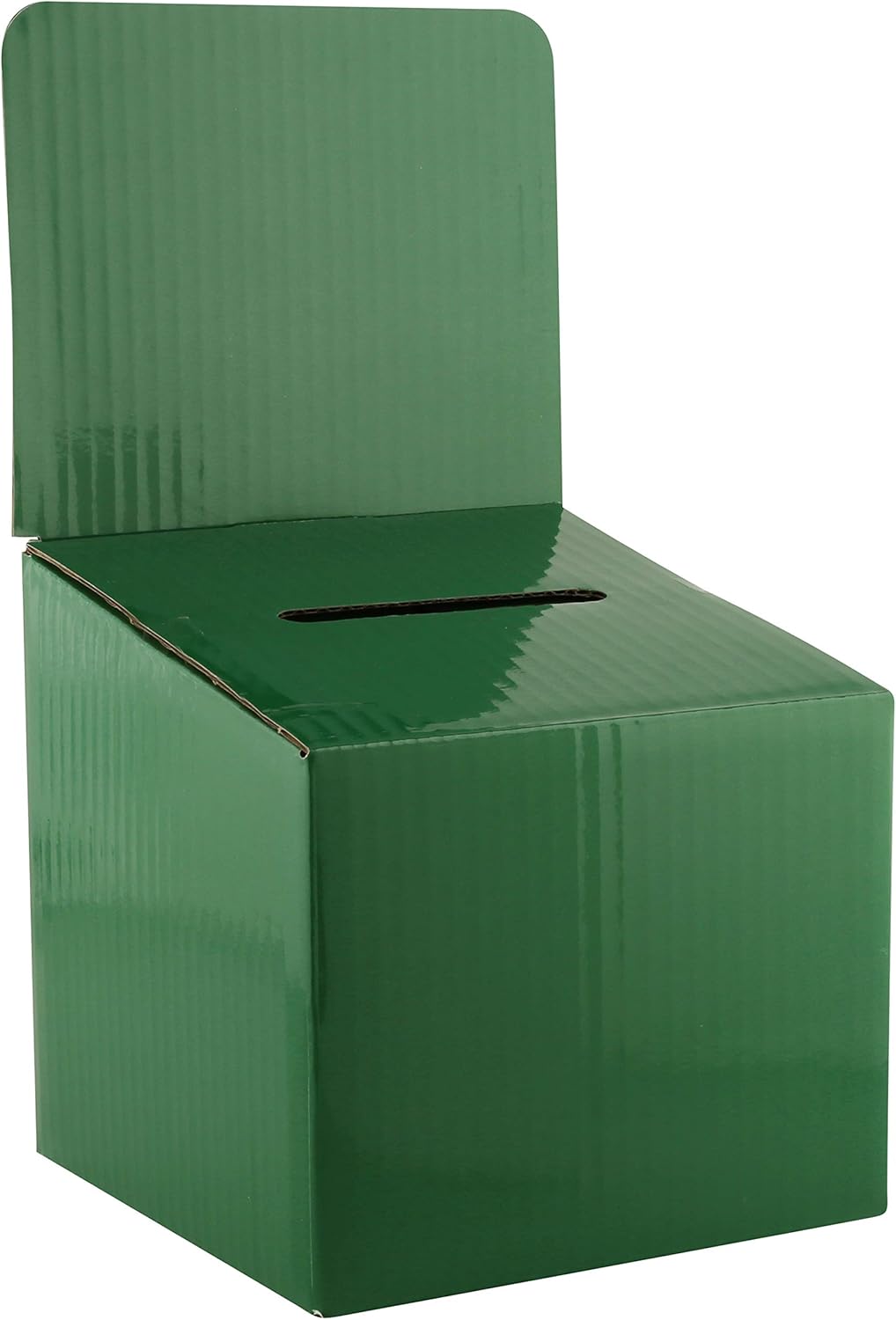 Raffle Ticket Donation Collection Ballot Box Reusable Sturdy thick Cardboard with Slot comment Suggestion Box With Removable Header 6H x 6W x 6D, Display area 6H x 6W(Green 5 pack)