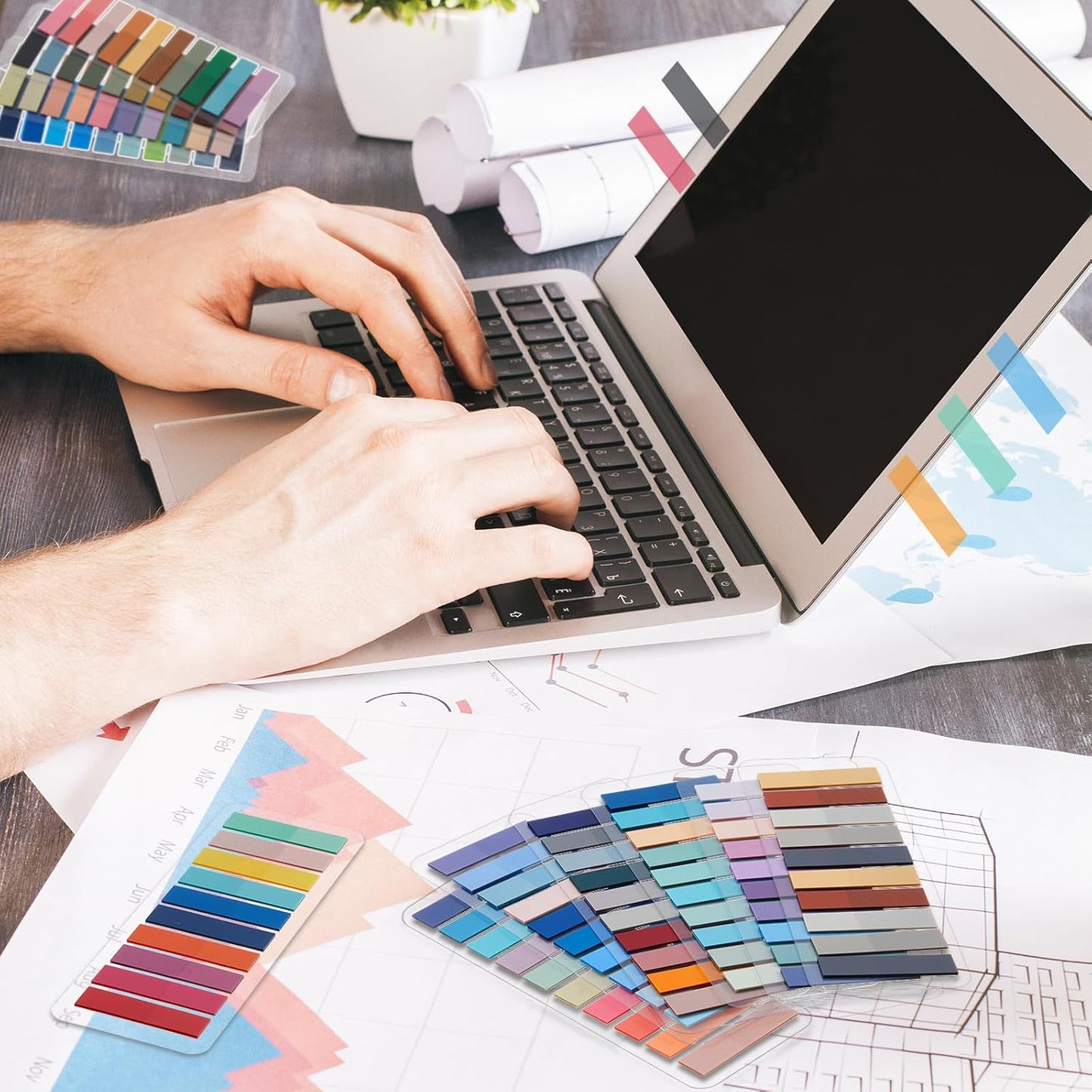 ReliThick 8000 Pcs Annotation tabs Sticky Tabs for Books Transparent Sticky Notes Multi Colored Writable Page Markers Book Flags Strip for Annotating Reading Supplies Bookish Gift (Multicolor)