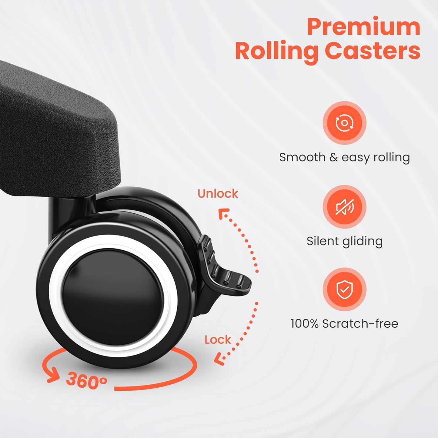 TASALON Multi-Use Footrest Stool Adjustable Height with 360° Rolling Lockable Wheels,Rest Ottoman,Office Footrests,Video Game Stool for Gaming for Home Office- Black