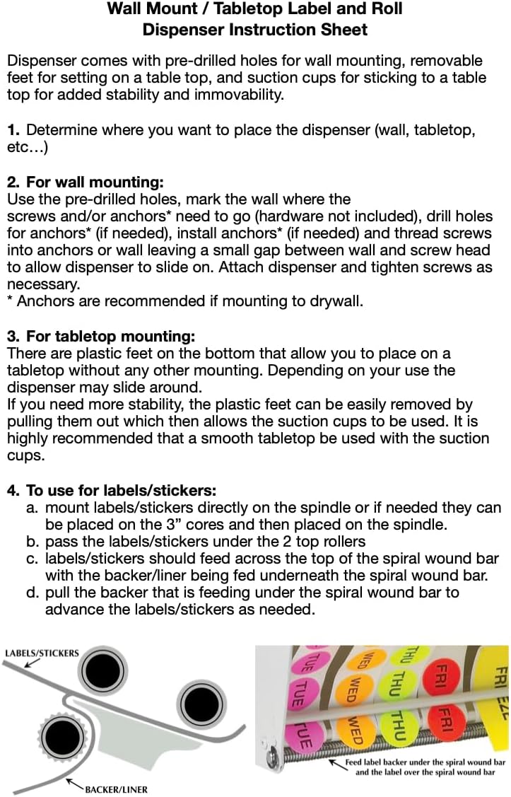 Wall Mount Label Dispenser (4.5") - Sticker Roll Dispenser - Table Top - Label Holder - Stamp Roll Dispenser - Sticker Stand - Thermal Label Holder - Heavy-Duty All Steel