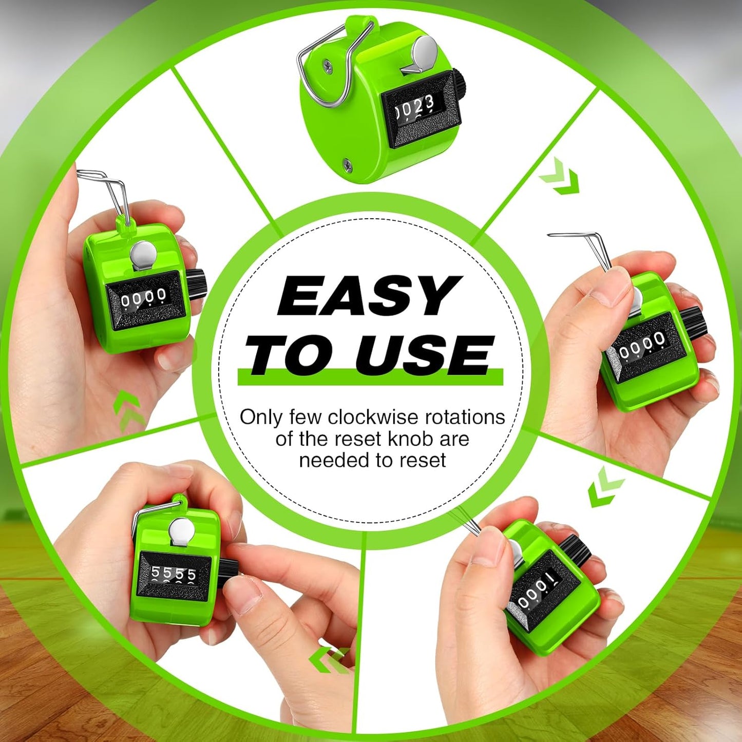 12 Pcs Handheld Tally Counter, 4 Digit Number Clicker Counter, Metal Hand Mechanical Register for Coaching, Knitting, People, Golf and Row