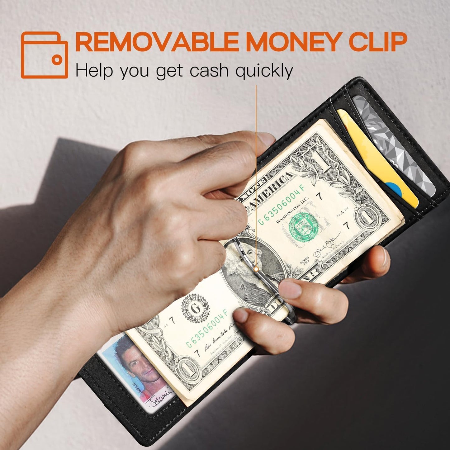 Slim Wallet for Men Genuine Leather RFID Blocking Bifold Minimalist Front Pocket Mens Wallet with Money Clip Thin Gift Box