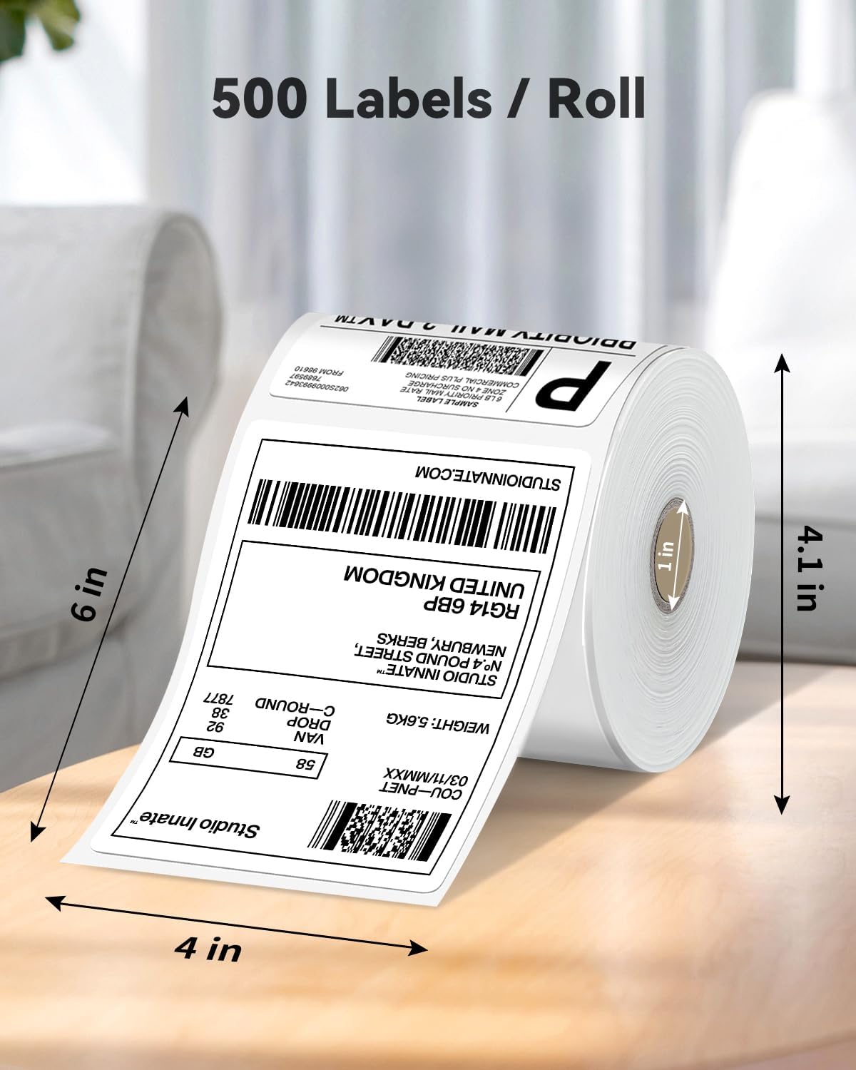 4x6 Direct Thermal Labels, 500 Shipping Labels Compatible with Label Printer, Perforated Shipping Paper for Most Thermal Label Printer, Commercial Grade