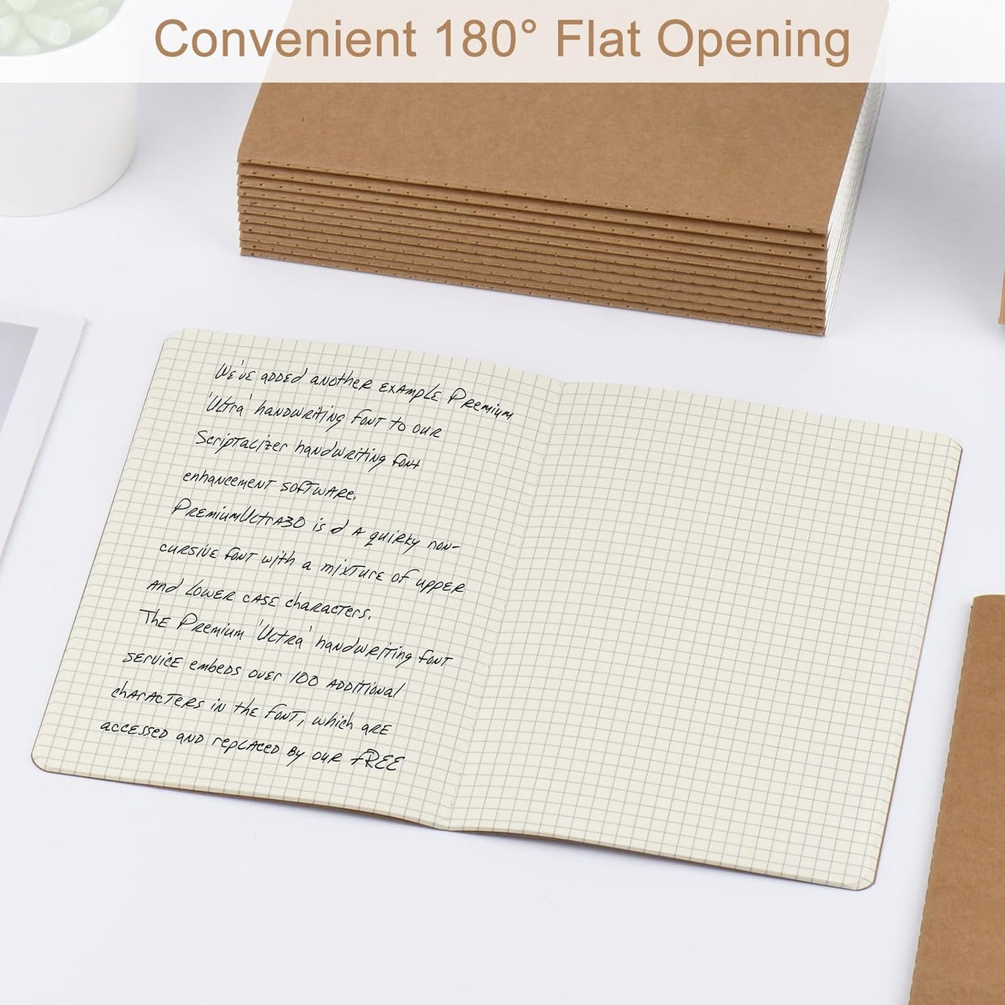 ZCZN 5 Pack A5 Kraft Notebooks Bulk, 8.15x5.5 Inches Graph Paper Journaling Notebooks, Notebooks for Work, Composition Notebooks for School, Journal Notebooks for Office, 60 Pages