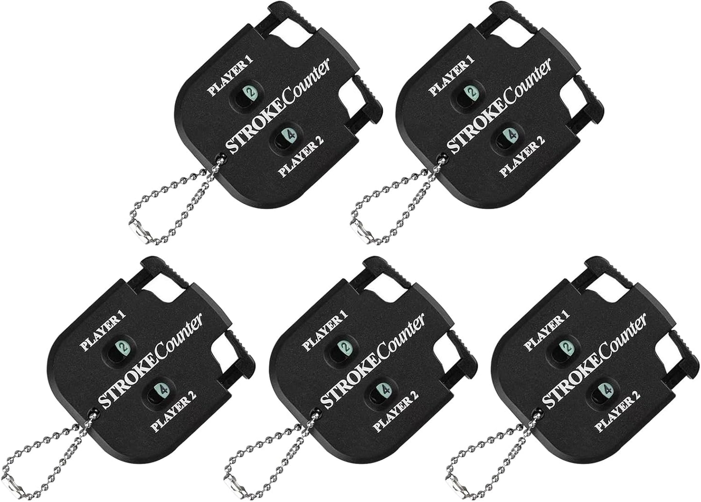 3 Pack Portable Golf Stroke Counter with Key Chain, 2 Player Shot Score Clicker Counter Handheld Small Digital Tally Counter for Golf Game Scoring Keeper Pitch Men Women
