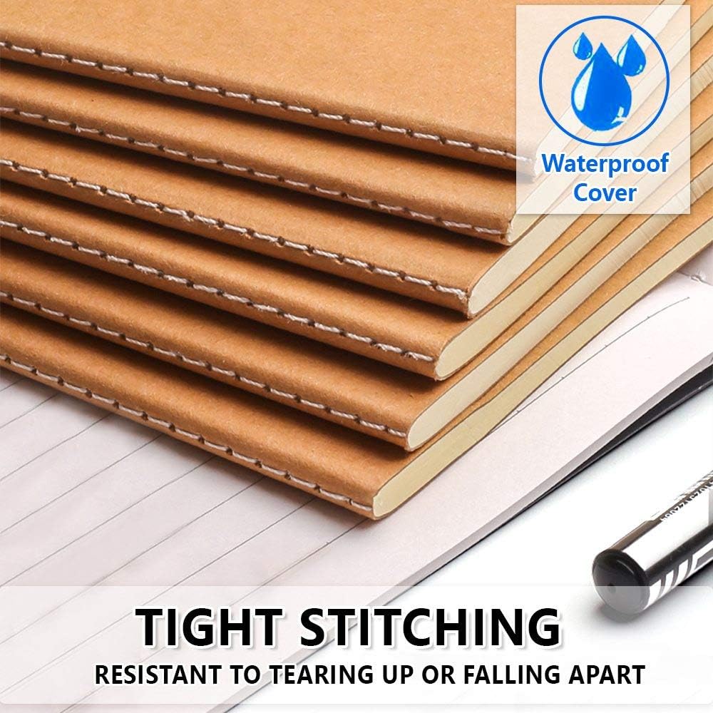 feela 30 Pack Kraft Notebooks, A5 60 Lined Pages Notebooks and Journals for Women Girls Students Making Plans Writing Memos Office School Supplies, 8.3 X 5.5 in