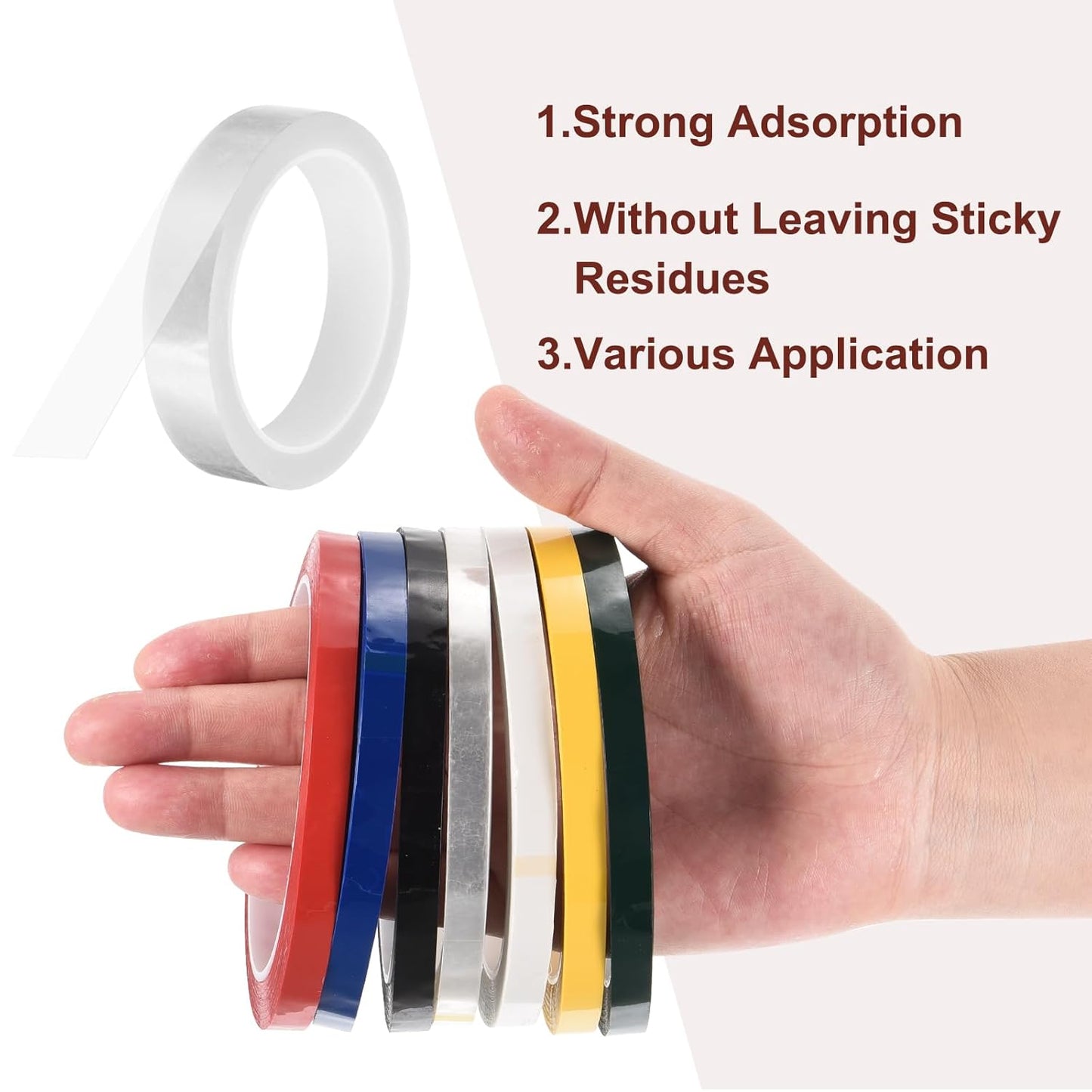 MECCANIXITY 6 Rolls Whiteboard Tape Graphic Chart Tape 20mm 54.7 Yard Art Tape Thin Self-Adhesive Pinstripe Tape Masking Tape for Gift Wrapping Craft Supplies, Clear