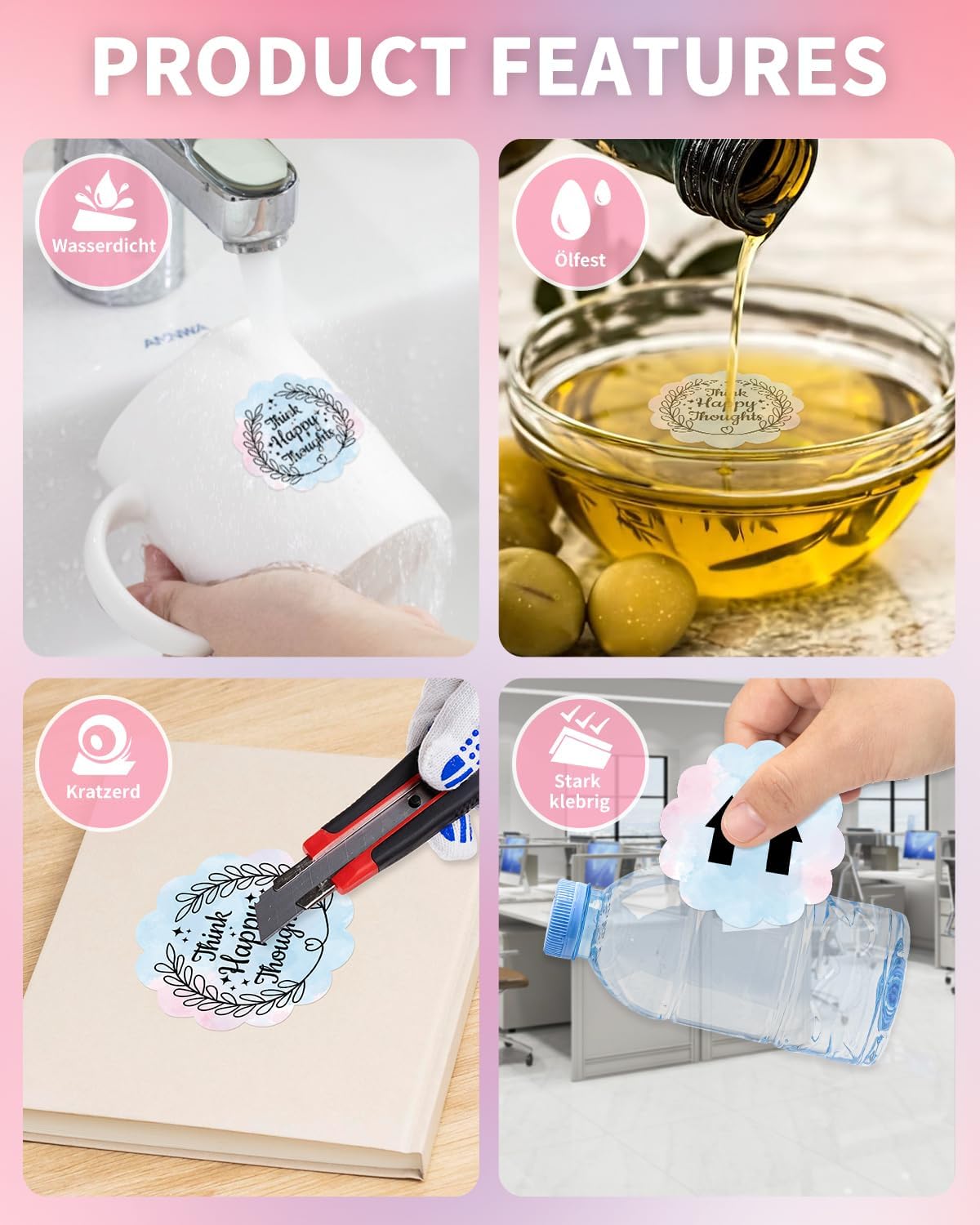 Phomemo 2" Pink Round Label Stickers Roll for 4X6 Thermal Label Printer for Small Business Supplies - 750pcs / Roll - Commercial Grade Thermal Labels for Custom Stickers Personalized & Business Logo