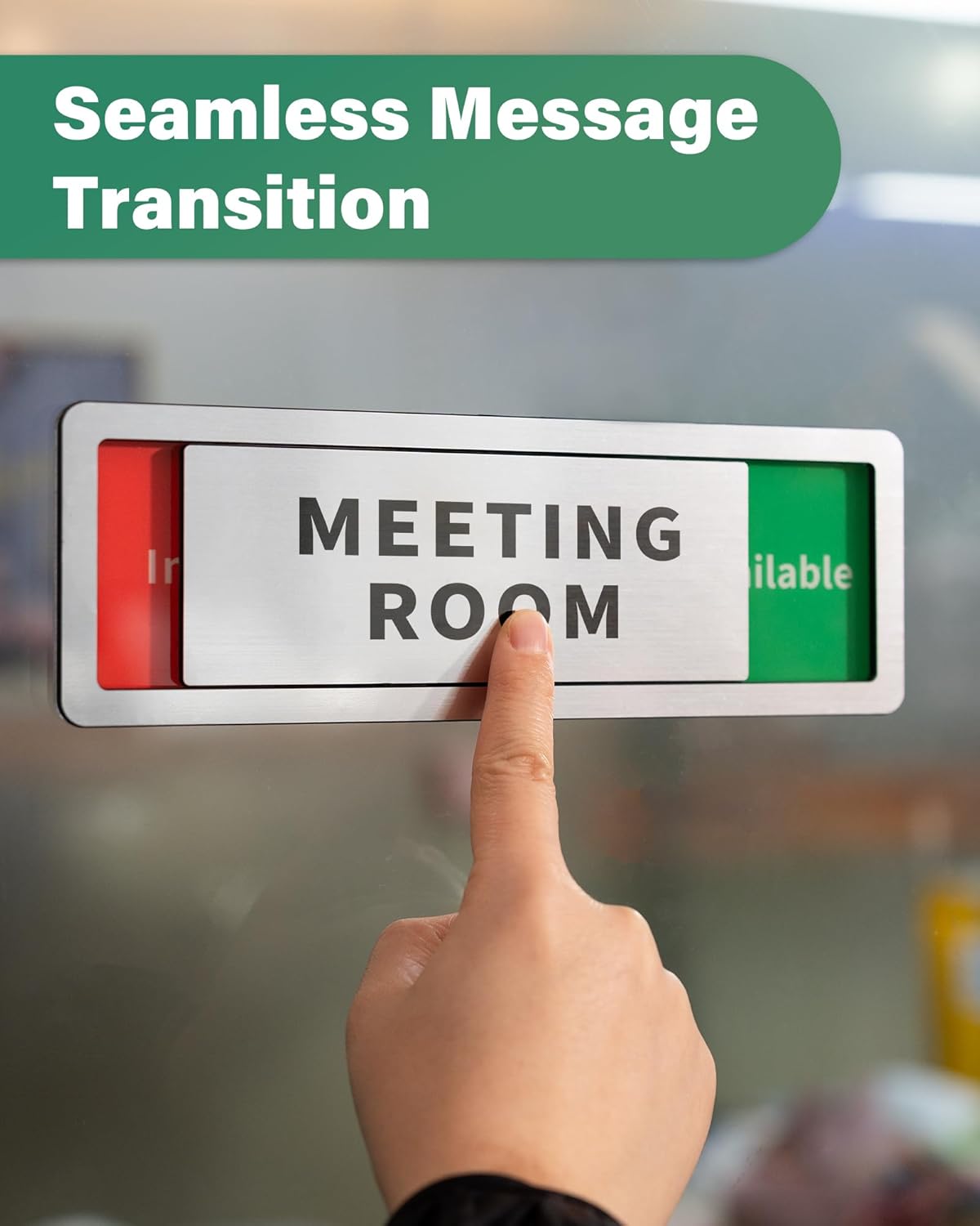 Meeting Room Sliding Door Signs Do Not Disturb, In Use/Available Slider Sign for Home Office Conference Vacant Occupied Privacy Slide Door Sign，Brushed Silver