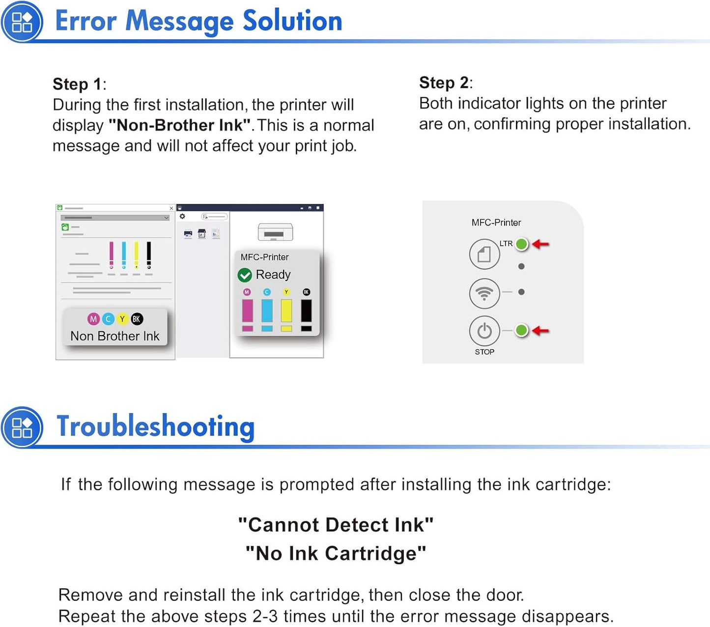 LC404XL LC404 Ink Cartridges for Brother Printer 404XL LC 404 XL for MFC-J1205W MFC-J1215W MFC J1205W J1215W - 4 Pack High Yields Black Cyan Magenta Yellow