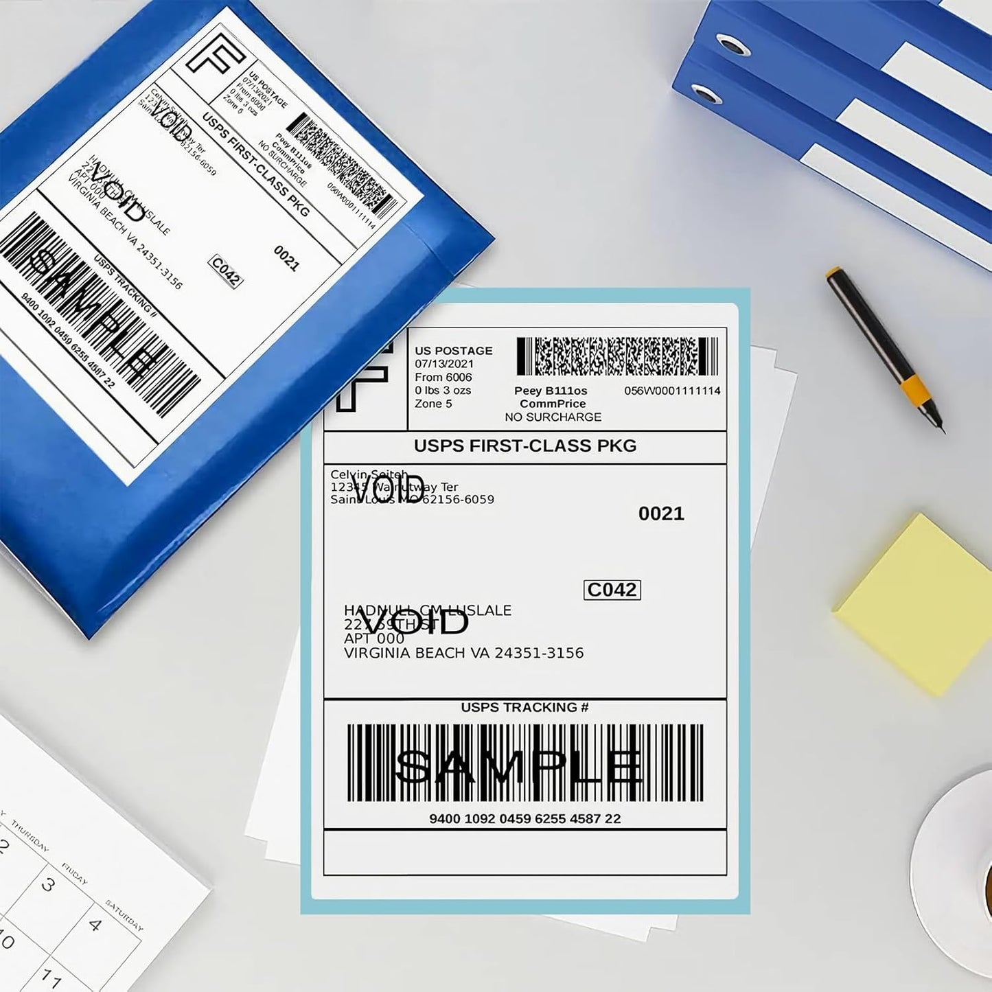 500 Labels Thermal Labels, 4x6 Fanfold Direct Thermal Shipping Labels, 1 Stack Thermal Printer Label Compatible with Rollo Label Printer, MUNBYN, iDRPT, Polono, Zebra Thermal Label Printer