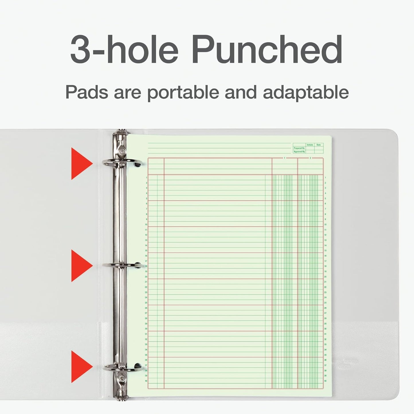 Adams Columnar Analysis Pad, 2 Column Ledger, 8.5" x 11", 100 Pages (50 Sheets), Green, 3 Hole Punch, for Accounting, Bookkeeping & Data (ACP85112)