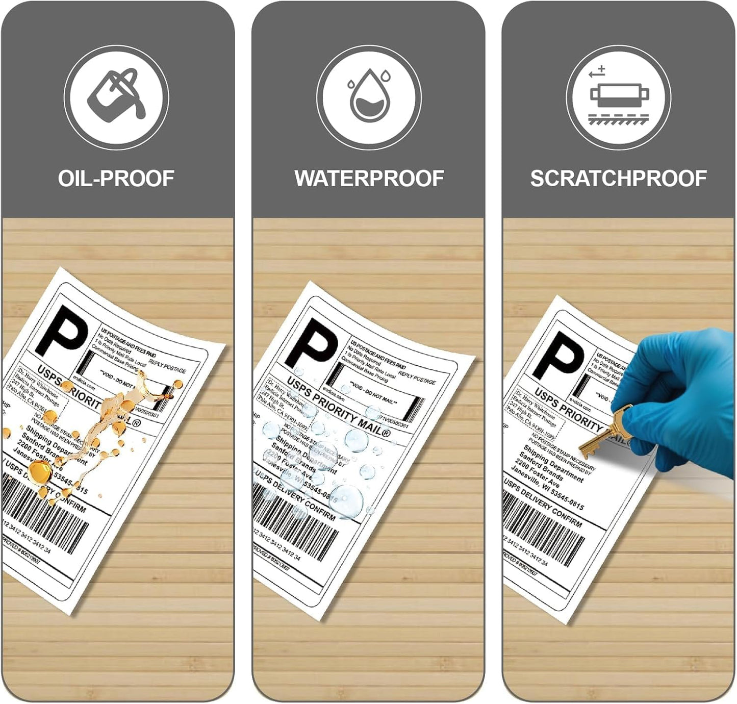 HUOJI 4x6 Direct Thermal Shipping Labels, 4 Rolls 2000 Labels, Compatible with Rollo, Zebra, MUNBYN Printers, Commercial Grade