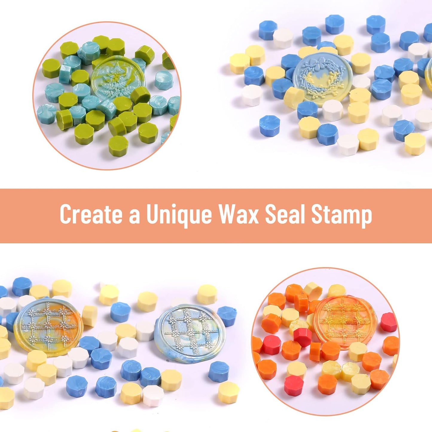 Comealltime 630Pcs Sealing Wax Beads, Spring Garden Theme Wax Seal Stamp Kit with 1Pcs Melting Spoon, 10Pcs Tea Light Candles with Gift Box(Spring Garden)