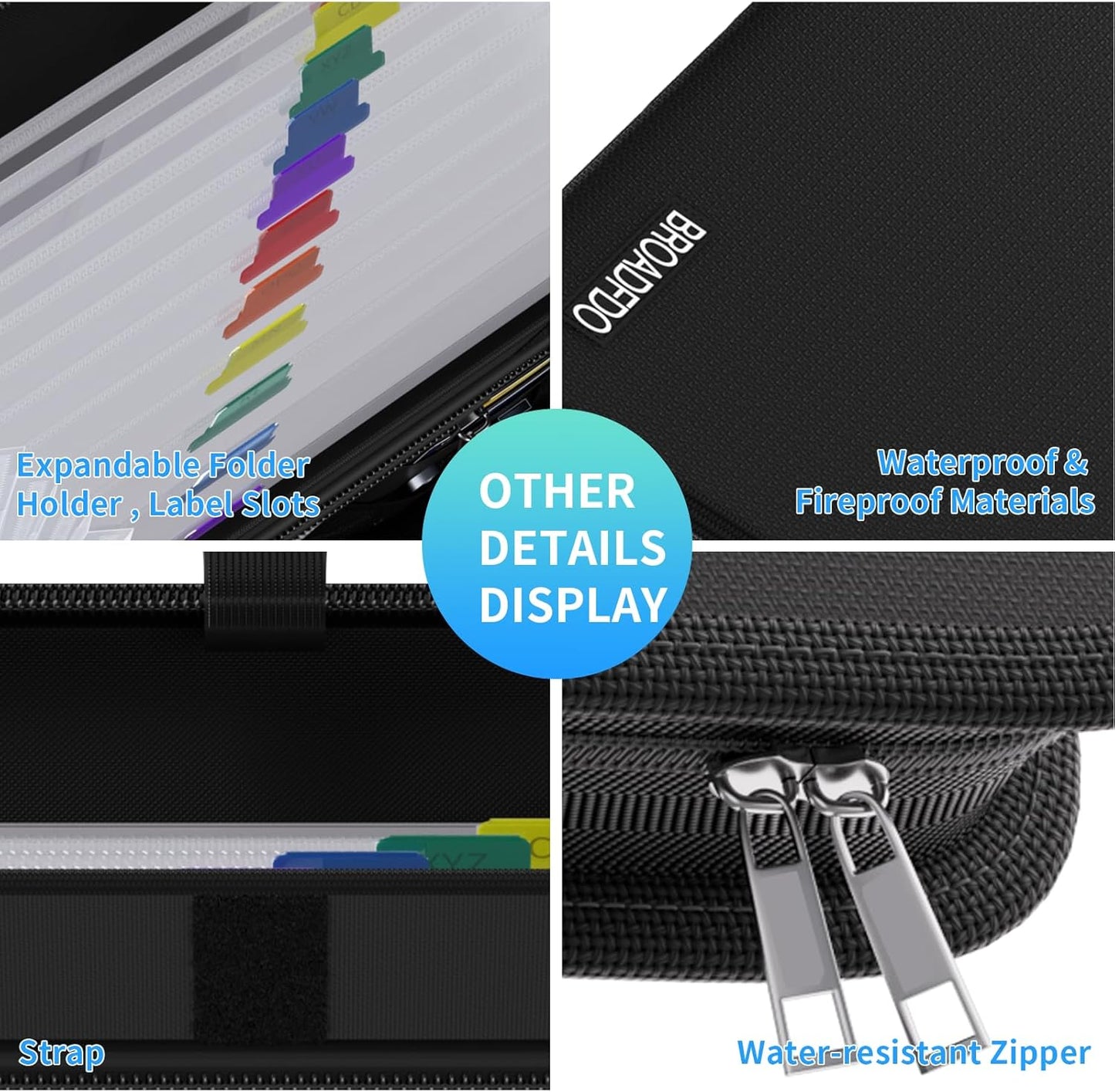 Fireproof & Waterproof Accordion File Organizer, 13-Pocket Expanding Document Organizer with Handle & Labels, Durable Heat-Resistant Folder for A4/Letter Files, Safe Home Office Travel Hold